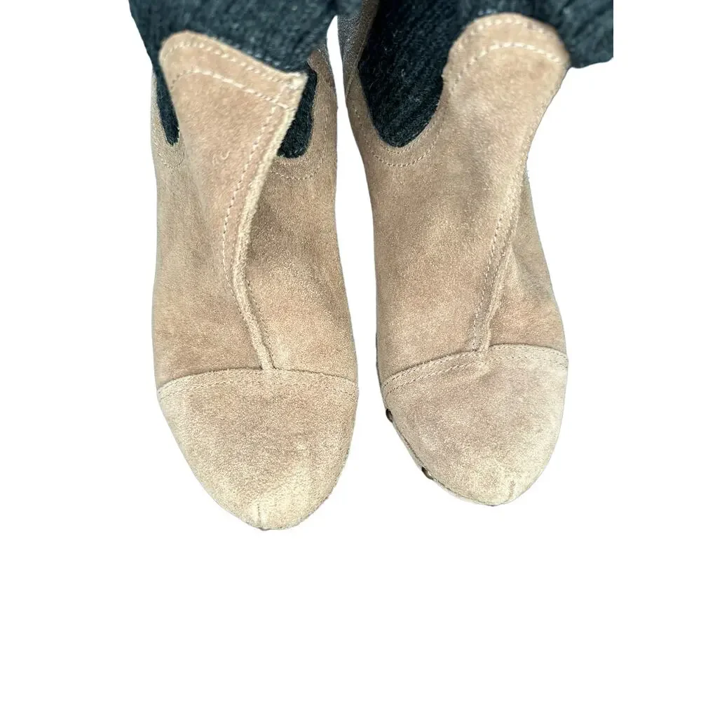 Anthropologie Penelope‎ Chilvers Beige Suede Studded Sweater Clog Boots Size 7